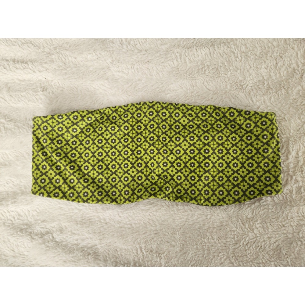 Aerie Women's Unlined Bandeau‎ Bra Size 36D Green Geometric Pattern Underwire